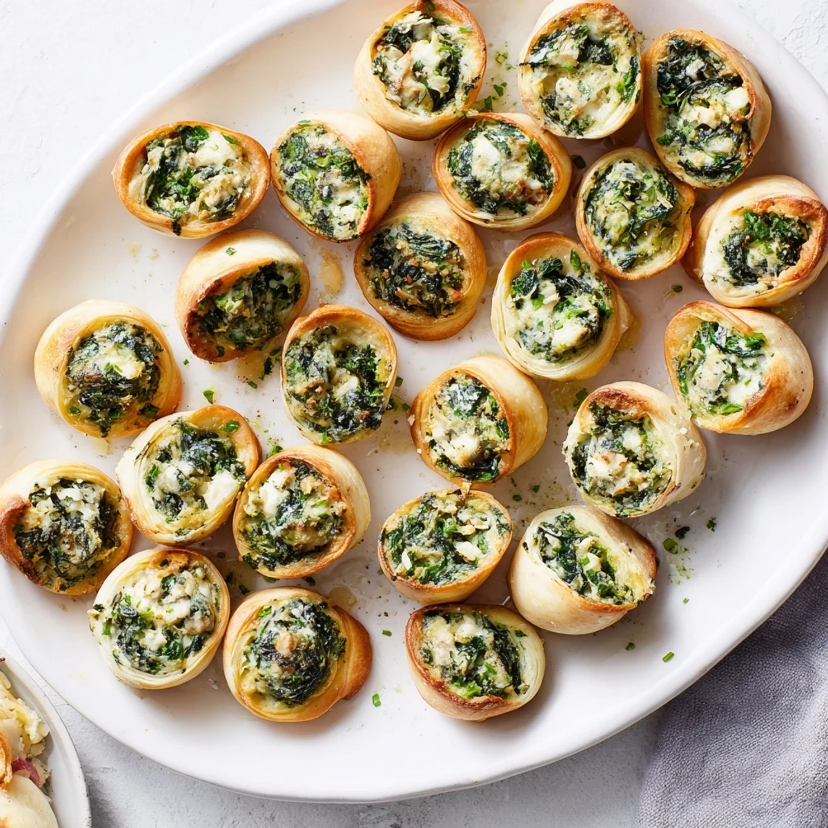 Crispy triangles of Savory Spinach and Ricotta Puff Pastry, showcasing a creamy, herb-infused filling.