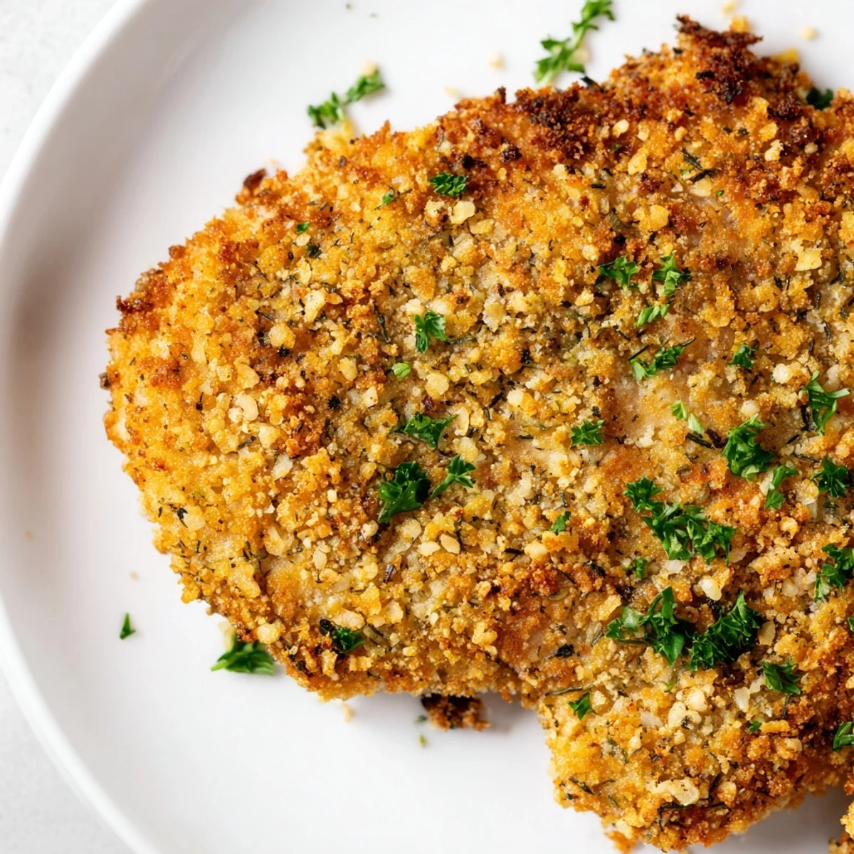 Golden, crispy Parmesan chicken cutlets, freshly baked and ready to serve with lemon wedges.
