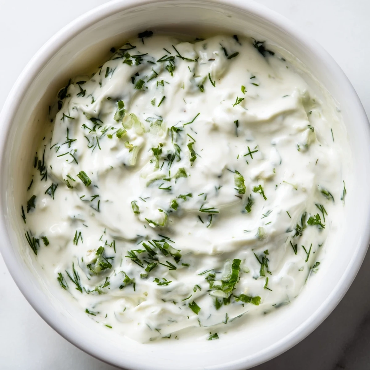 Creamy Greek Yogurt Ranch Dip, bursting with fresh herbs, is ready to be scooped with crisp veggies.