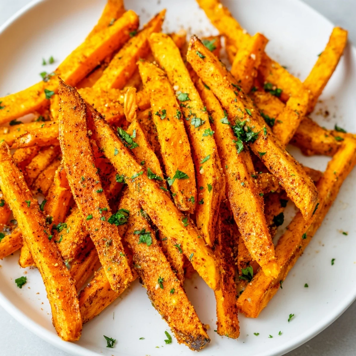 Golden, crispy Cajun Spiced Sweet Potato Fries, seasoned and ready for dipping, a delicious side dish.