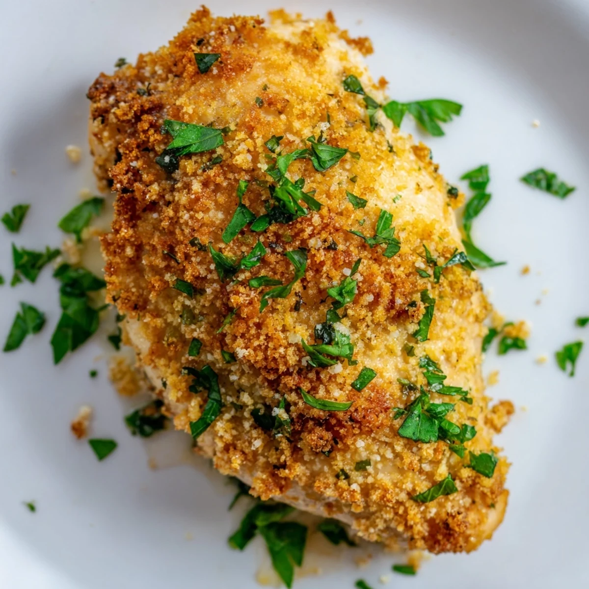 Sliced Roasted Garlic Parmesan Chicken breast on a plate with mashed potatoes, highlighting the juicy, tender interior and rich garlic butter sauce.