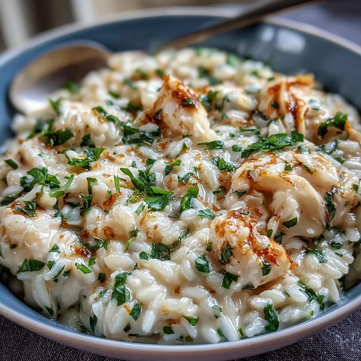 Creamy Smoked Haddock Risotto garnished with fresh parsley and lemon zest, served in a rustic bowl.