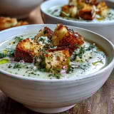 Steamy Cauliflower and Broccoli Soup served in rustic ceramic bowls for a cozy meal. 