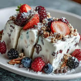 Creamy Greek yogurt topped with fresh berries and crunchy granola, frozen into a refreshing, easy-to-make dessert.