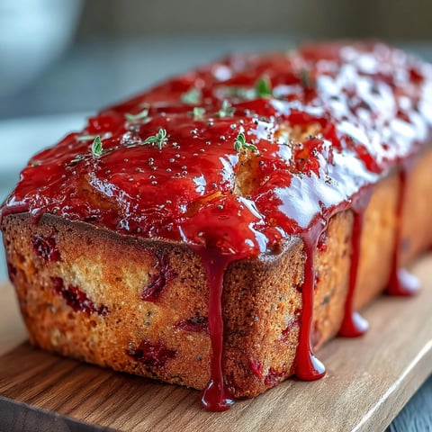 Blood Orange Loaf Cake with Poppy Seeds and Marzipan, drizzled with a sweet glaze on a cooling rack.