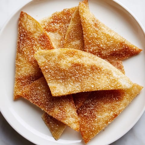 These homemade cinnamon sugar tortilla chips are golden brown and perfectly air-fried for sharing.