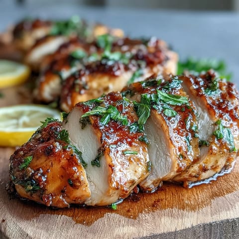 Tender, juicy Oven Baked Chicken Breast resting on a baking sheet, ready for weeknight dinner.