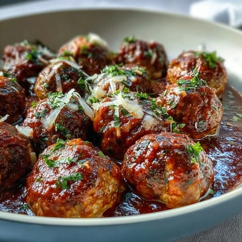 Slow cooker meatballs in marinara sauce, tender and juicy, simmered to perfection for a hearty, comforting meal.  