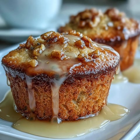 Golden lemon poppy seed muffins with a bright citrus glaze, perfect for a spring brunch or afternoon treat.