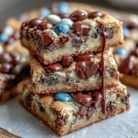 1. Colorful cookie bars with chocolate chips and white chocolate drizzle, perfect for graduation celebrations and party dessert tables.  