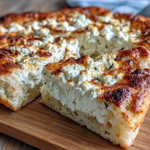 Golden viral cottage cheese flatbread, light and airy, ready for tasty toppings.