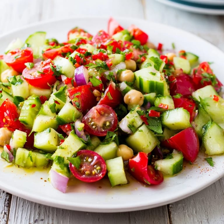 This Fresh Cucumber and Chickpea Salad with Lemon Mint is a light and refreshing Mediterranean delight, perfect as a side dish.