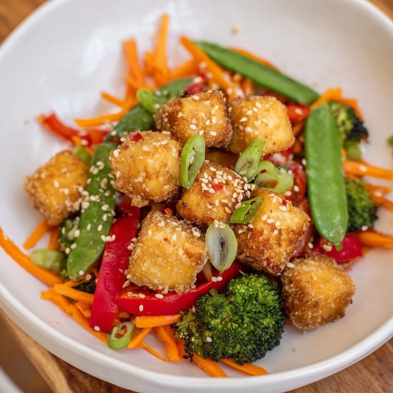 Imagine the amazing Sesame Ginger Tofu Stir-Fry with tender tofu and colorful veggies, a quick and easy Asian-inspired dish.