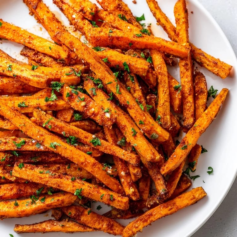 Perfectly seasoned, golden-brown Cajun Spiced Sweet Potato Fries, a flavorful and healthy gluten-free snack option.