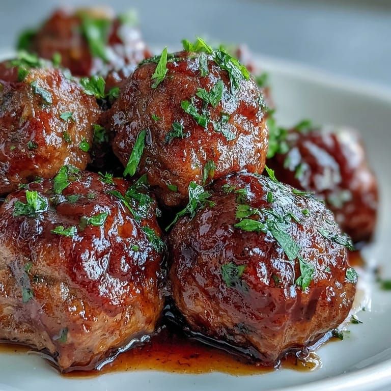 Sticky Slow Cooker Peach Glazed Meatballs served on a platter with toothpicks for party appetizers.