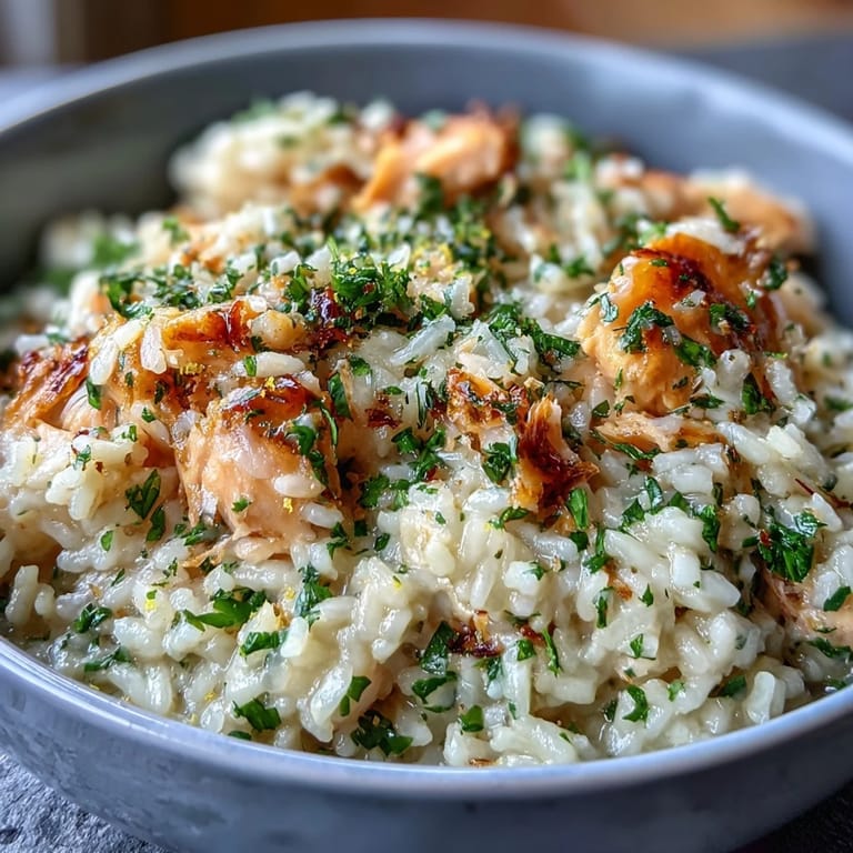 A hearty bowl of Smoked Haddock Risotto with flaked fish and grated Parmesan on a linen napkin.