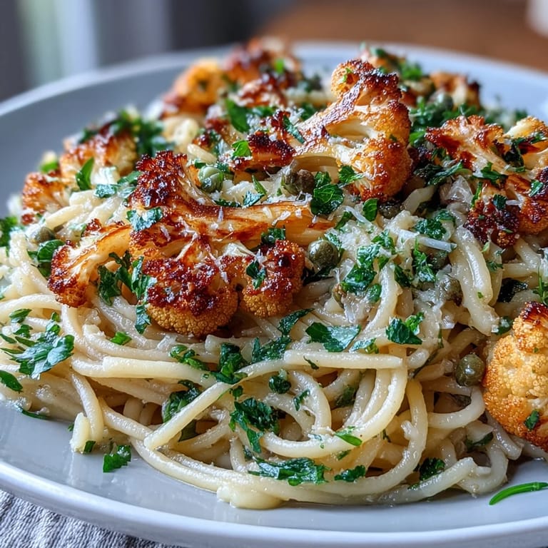 Serve this unique Cauliflower, Anchovy and Raisin Spaghetti with a glass of white wine for a pescatarian dinner.