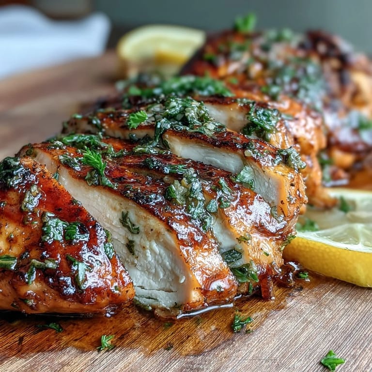 Freshly sliced Oven Baked Chicken Breast plated with roasted vegetables for a high-protein meal.