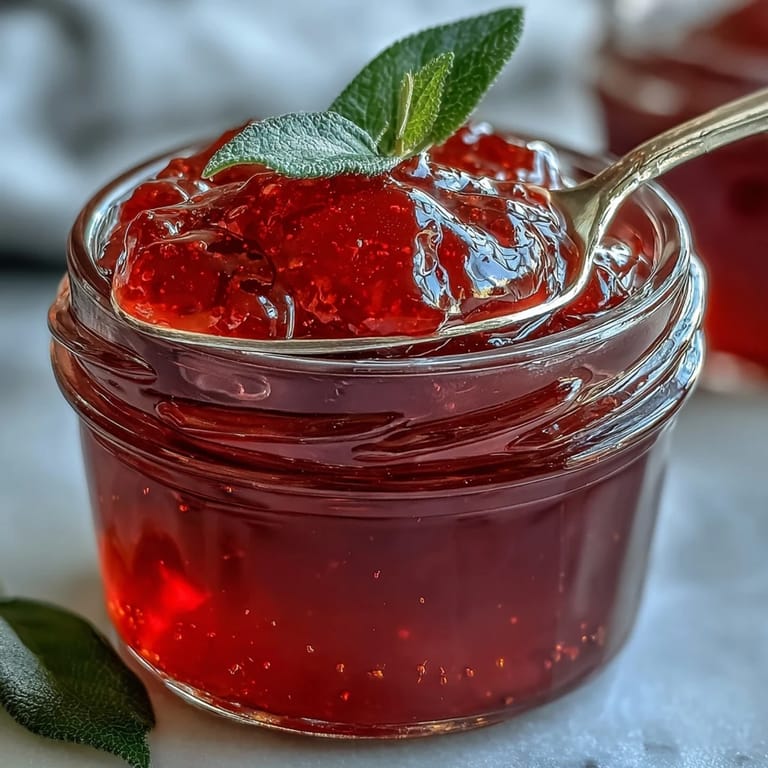 Sunlight illuminates a jar of homemade Guava Jelly, with fresh, fragrant guava halves and a glistening spoonful on a toasted slice, evoking a warm, tropical breakfast moment. 