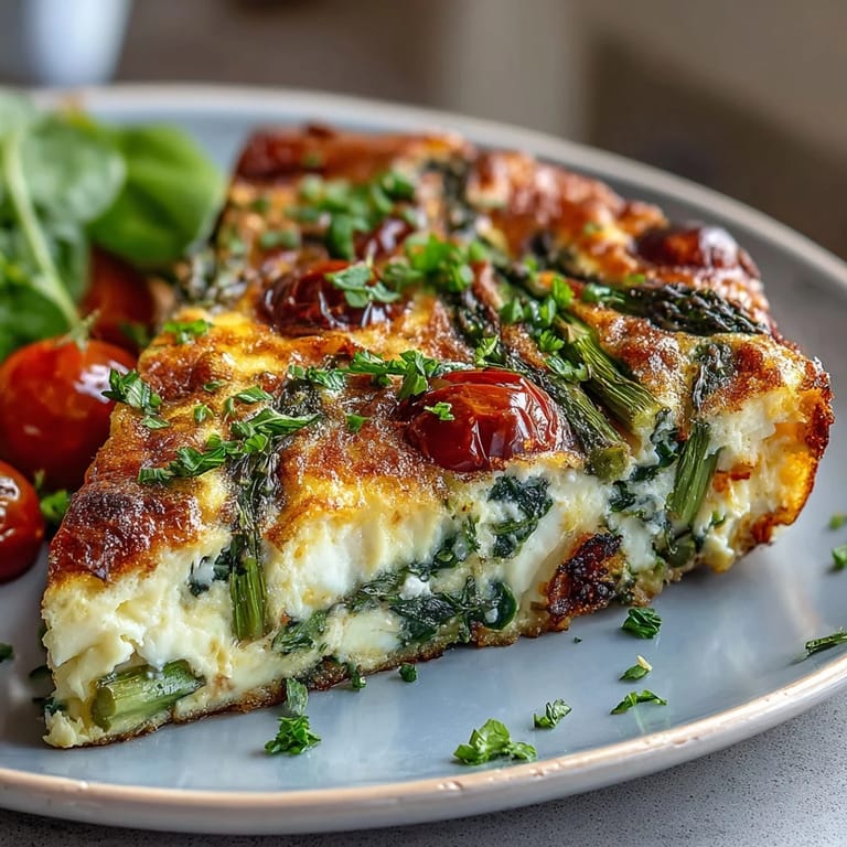 Fresh and colorful Healthy Easy Spring Veggie Frittata loaded with zucchini, cherry tomatoes, and herbs, a light and nutritious meal for any time of day.