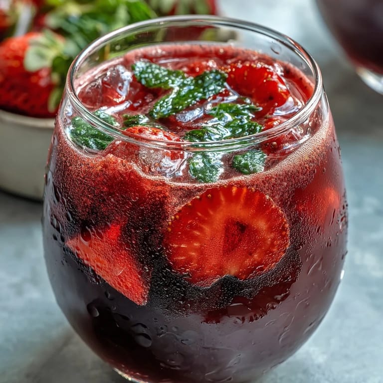 This bright, fruity strawberry açaí drink features fresh sliced berries and açaí powder for a Starbucks-inspired beverage.