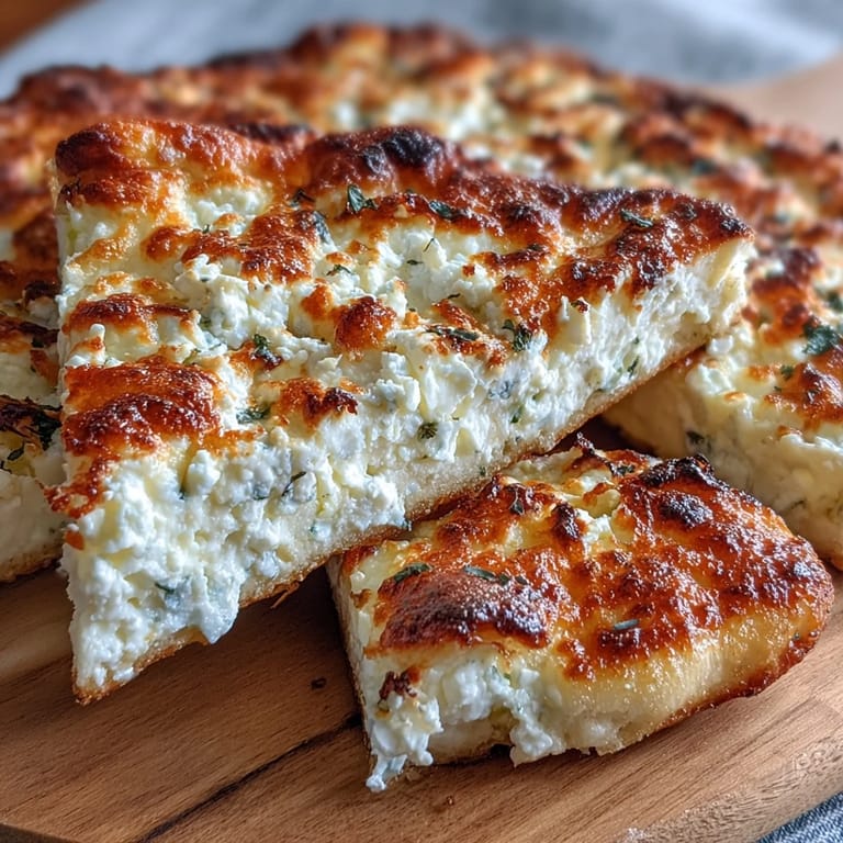 Soft, protein-rich viral cottage cheese flatbread, baked to a beautiful golden hue.