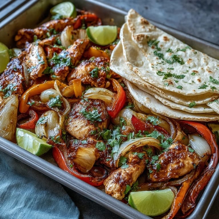 Easy sheet pan chicken fajitas, a delicious and quick weeknight meal for families.