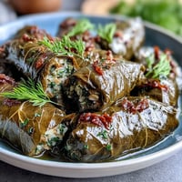 Kurdish Dolma: tender grape leaves filled with fragrant rice, perfect for appetizers.